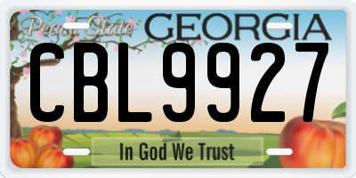 GA license plate CBL9927