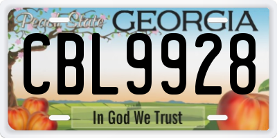 GA license plate CBL9928