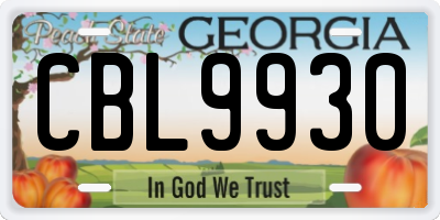 GA license plate CBL9930