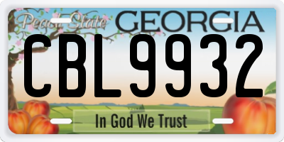 GA license plate CBL9932