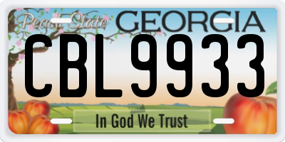 GA license plate CBL9933