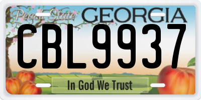 GA license plate CBL9937
