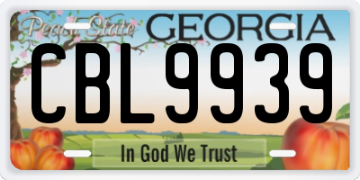 GA license plate CBL9939