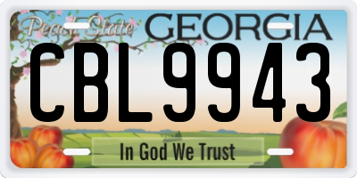 GA license plate CBL9943