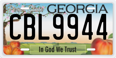 GA license plate CBL9944