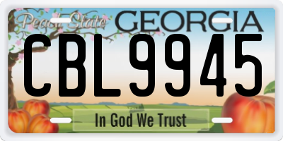 GA license plate CBL9945