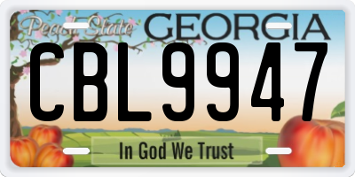 GA license plate CBL9947