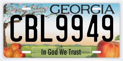 GA license plate CBL9949