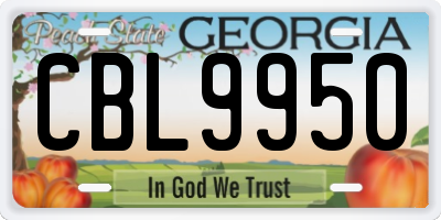 GA license plate CBL9950