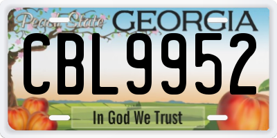 GA license plate CBL9952