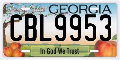 GA license plate CBL9953