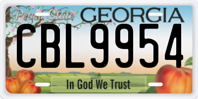 GA license plate CBL9954