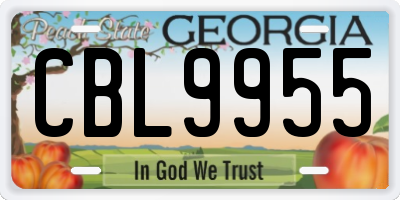GA license plate CBL9955