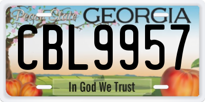 GA license plate CBL9957