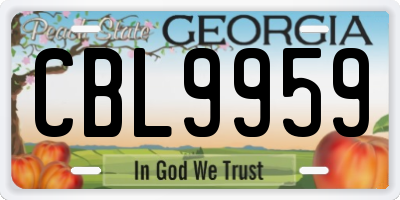 GA license plate CBL9959