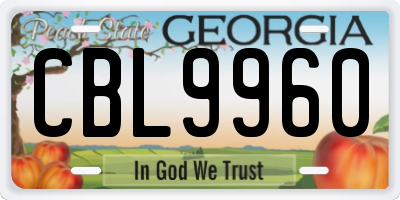 GA license plate CBL9960