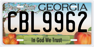 GA license plate CBL9962