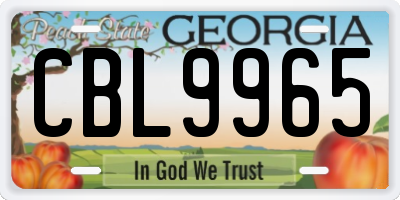 GA license plate CBL9965
