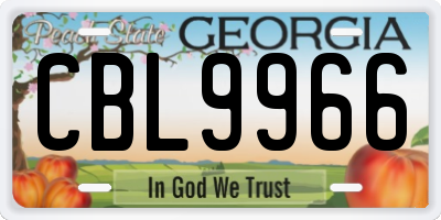 GA license plate CBL9966