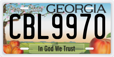 GA license plate CBL9970