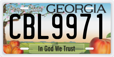 GA license plate CBL9971