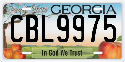 GA license plate CBL9975