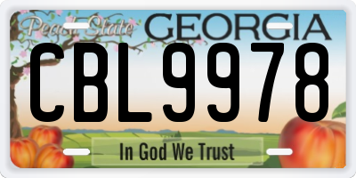 GA license plate CBL9978