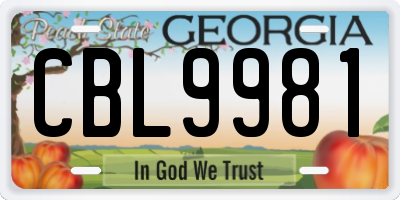 GA license plate CBL9981