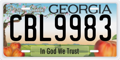 GA license plate CBL9983