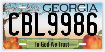 GA license plate CBL9986