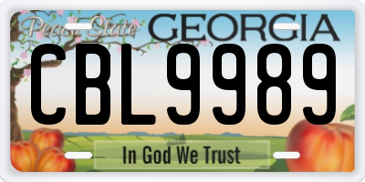 GA license plate CBL9989