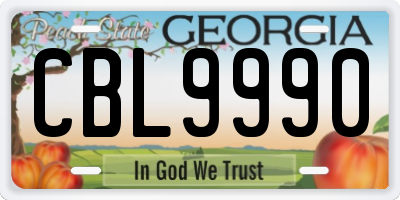 GA license plate CBL9990