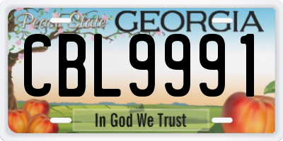 GA license plate CBL9991