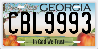 GA license plate CBL9993