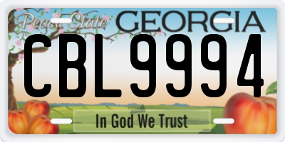 GA license plate CBL9994