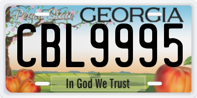 GA license plate CBL9995