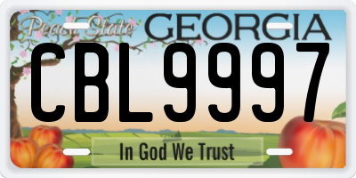 GA license plate CBL9997