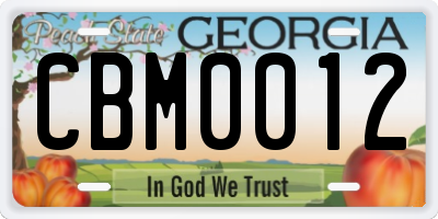 GA license plate CBM0012
