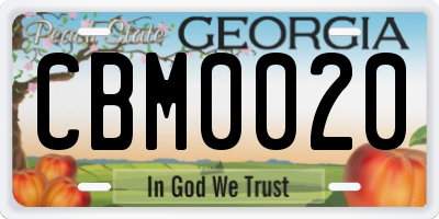 GA license plate CBM0020
