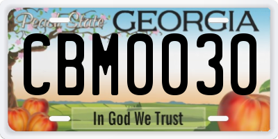 GA license plate CBM0030