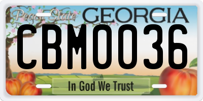 GA license plate CBM0036