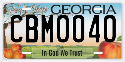 GA license plate CBM0040