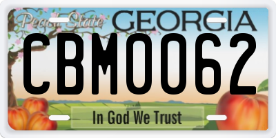 GA license plate CBM0062