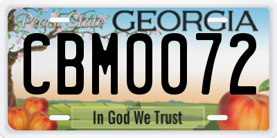 GA license plate CBM0072