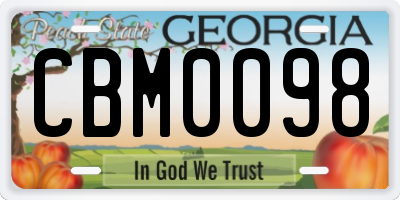 GA license plate CBM0098