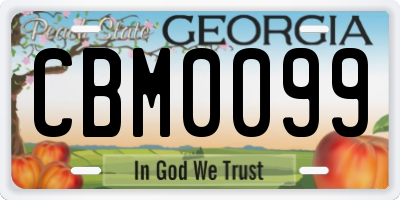 GA license plate CBM0099