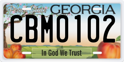 GA license plate CBM0102