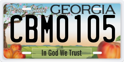 GA license plate CBM0105