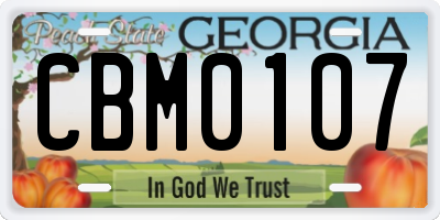 GA license plate CBM0107