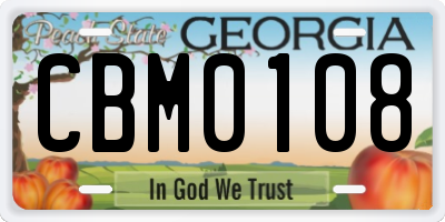 GA license plate CBM0108